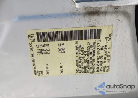 2014 Nissan Maxima 3.5 Sv from USA, damaged, VIN 1N4AA5AP7EC492371
